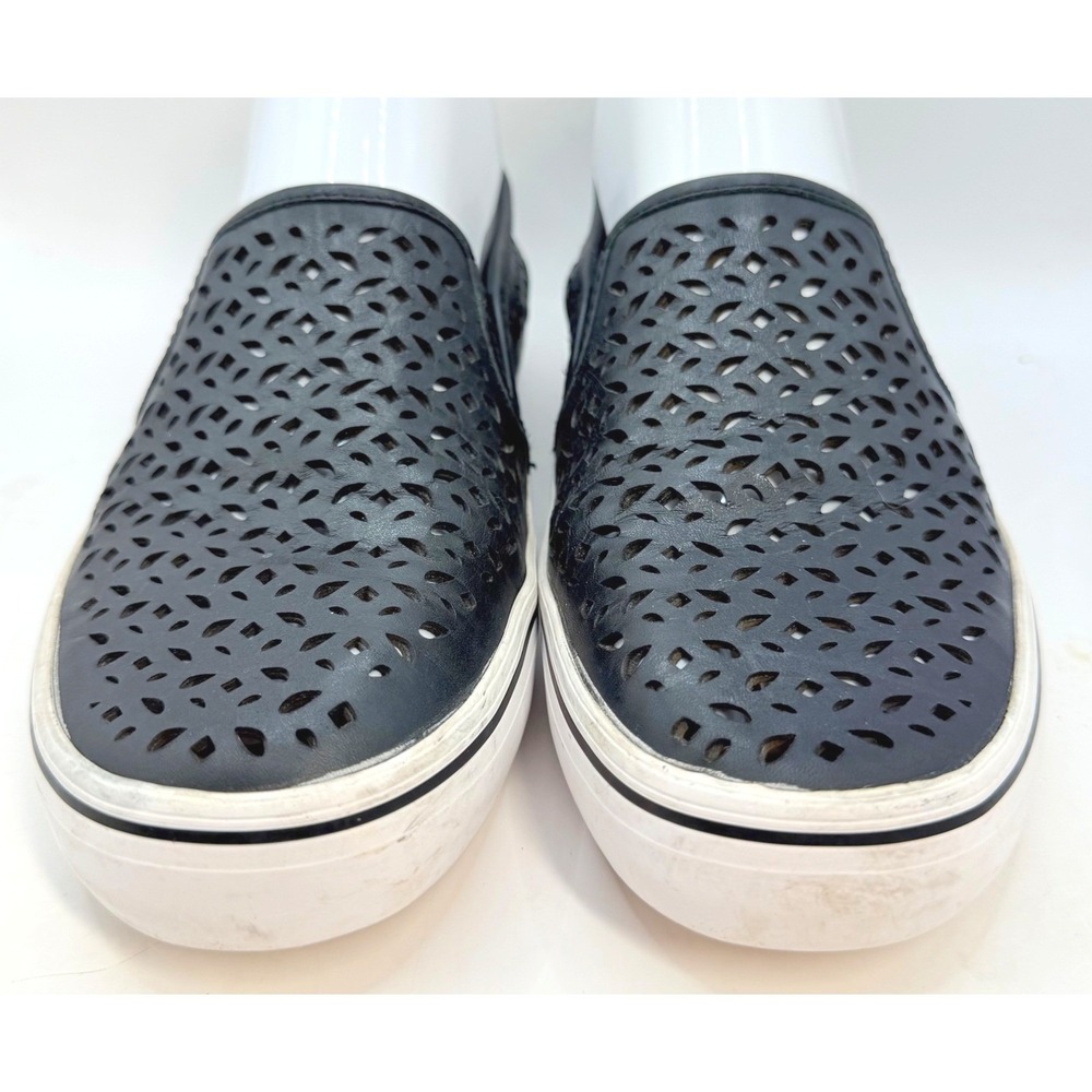Kate Spade Slip On Loafers Sneakers Womens 7 Blk Laser Cut Leather Casual Shoes - Picture 4 of 7